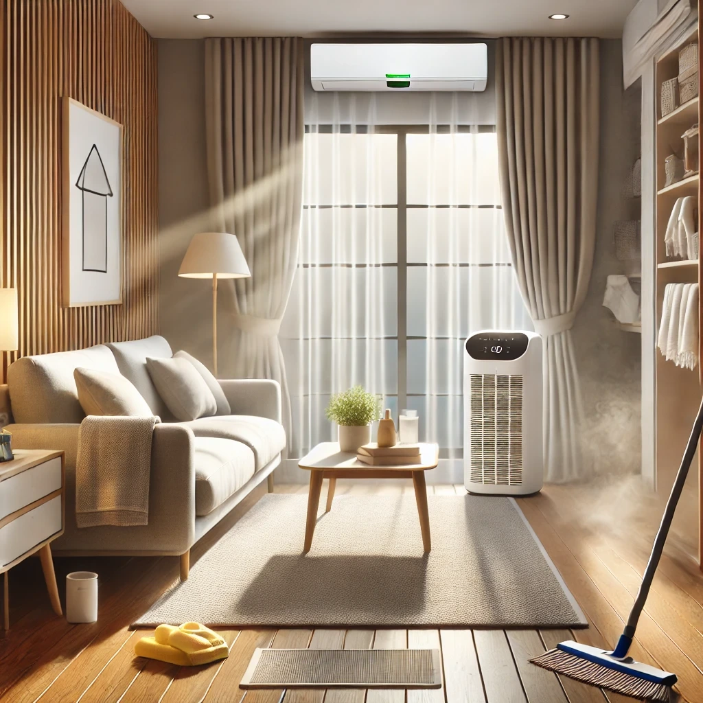 depicting a clean, dust-free living room